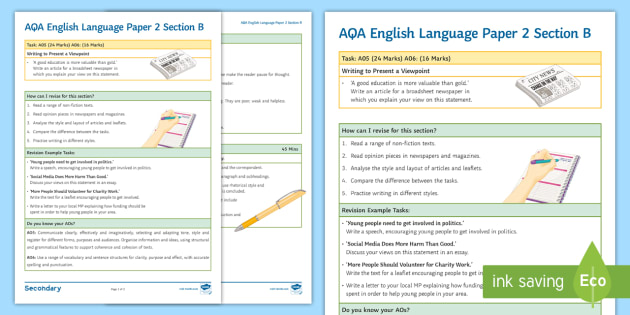 Aqa Gcse English Language Paper Section B Planning Responses And Vrogue Co