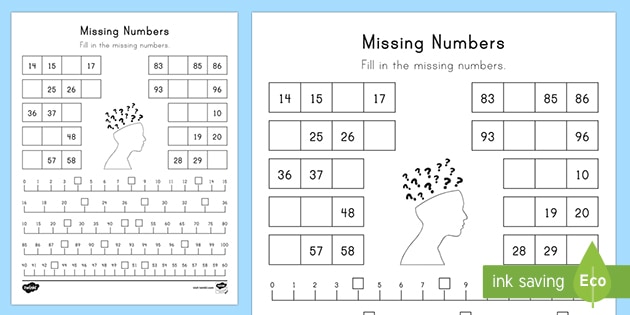 Missing Numbers 0-100 Activity - Math Resource - Twinkl