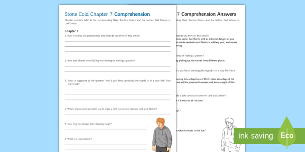 Chapter 7 Comprehension Questions to Support Teaching on 'Stone Cold' by