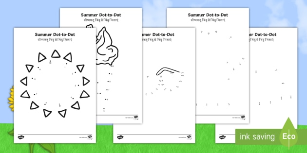 Summer Dot To Dot Worksheet English Hindi Teacher Made