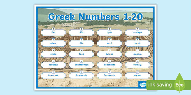 Greek Numbers 1-20 Display Poster