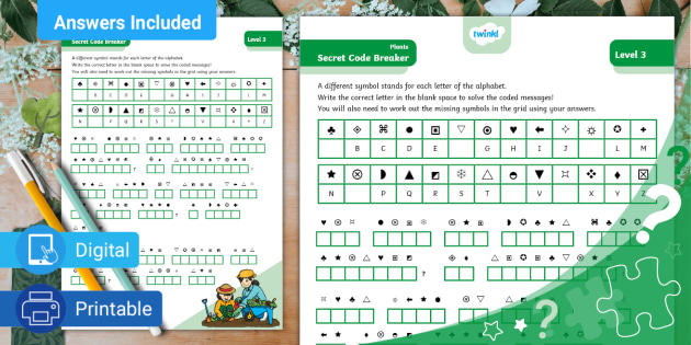 Plants Secret Code Breaker - L3 - Twinkl - Kids Puzzles