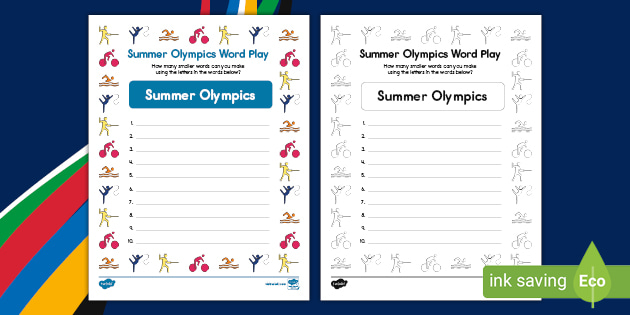 Summer Olympics Word Play Activity Teacher Made