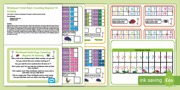 Minibeast Hotel Keys Counting Beyond 10 Activity