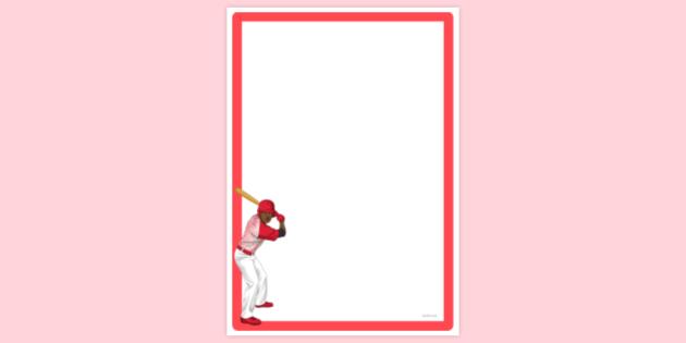 Simple Blank Baseball Batter Page Border | Twinkl