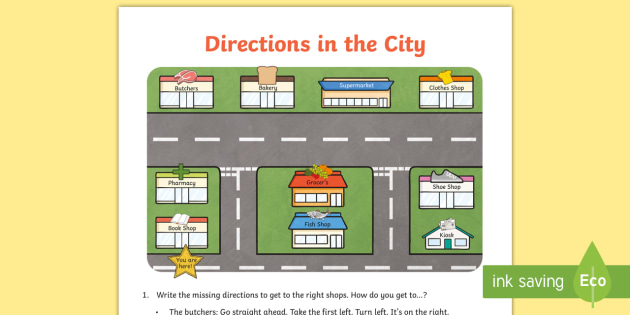 giving directions in english worksheet teacher made