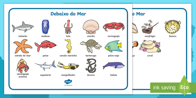 Debaixo do Mar Vocabulário Ilustrado (teacher made)
