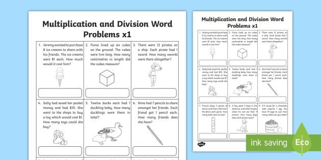 Australia Multiplication and Division Word Problems x1 Worksheet / Worksheet