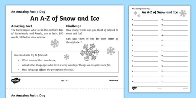 Snow and ice worksheet 4