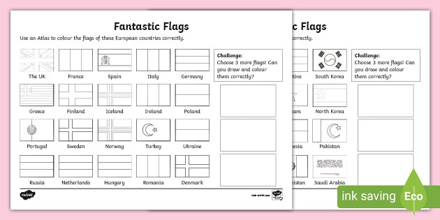 European Flag Challenge Worksheets