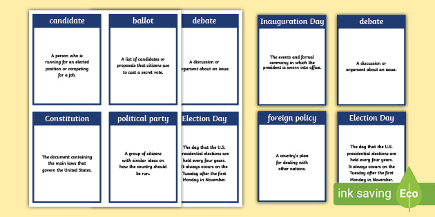 Presidential Election Vocabulary Flash Cards (teacher Made)