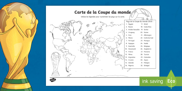 Feuille D Activites Carte Des Pays De La Coupe Du Monde