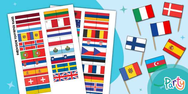 Eurovision Toothpick Flags or Cake Toppers | Twinkl Party eurovision-toothpick-flags-or-cake-toppers-twinkl-party