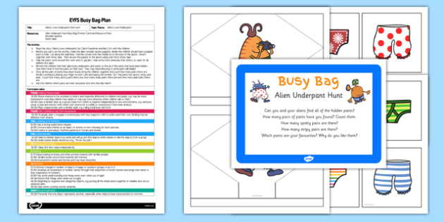 Alien Underpant Hunt Eyfs Busy Bag Plan And Resource Pack To Support Teaching