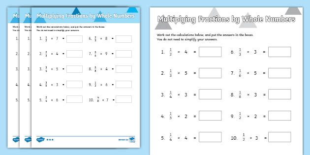 Grade 5 Math Worksheets Multiplying Fractions By Whole Numbers K5 