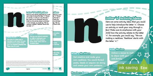 * NEW * Letter 'n' Activity Ideas
