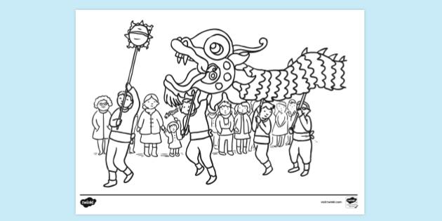 FREE! - Dragon Dance Colouring Sheet | Colouring Sheets