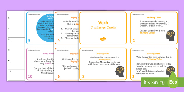 Verb Challenge Cards (teacher made)