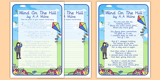 Wind on the Hill KS2 Handwriting Poems - wind on the hill, ks2