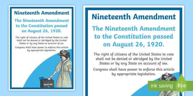 The Ninteenth Amendment Poster Constitution Day Twinkl 