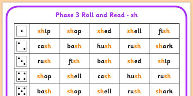 Phase 3 Sh Phoneme Roll And Read Mat Phase 3 Roll Read Mat 