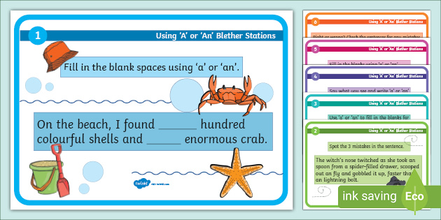 When to Use 'A' or 'An' - Useful Practice Cards for Kids