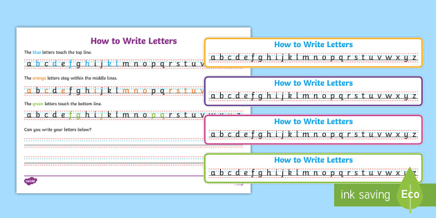 How to write letters Writing Strips - Write name, line guide