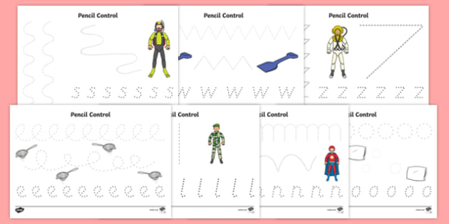 action toy pencil control sheets teacher made