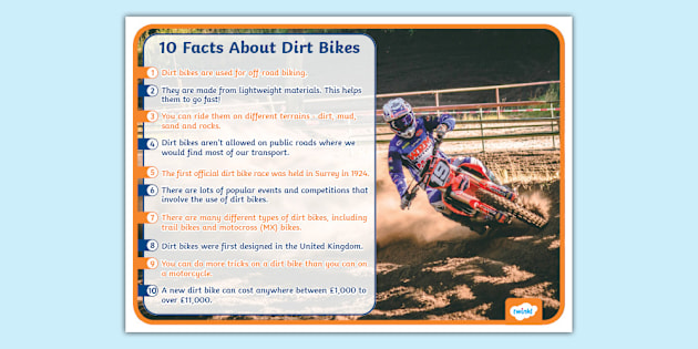 KS1 Dirt Bikes Top 10 Facts Display Poster
