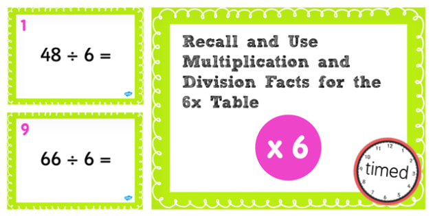 6 Times Table Facts Multiplication Division Test Powerpoint