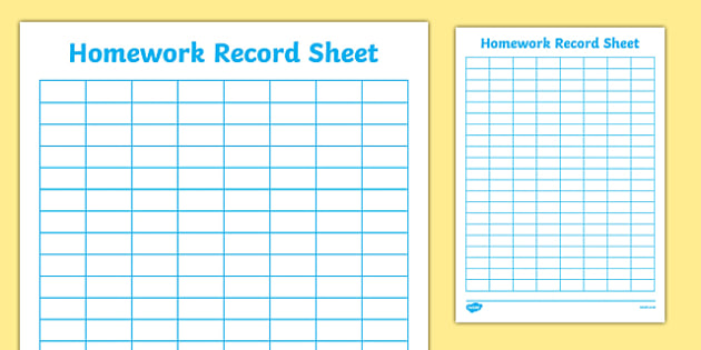 homework chart editable
