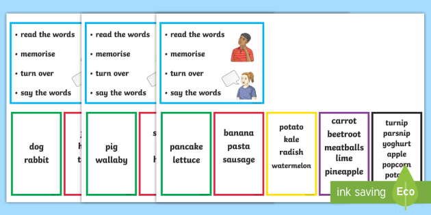 Working Memory Word Cards - memory, short term, long term