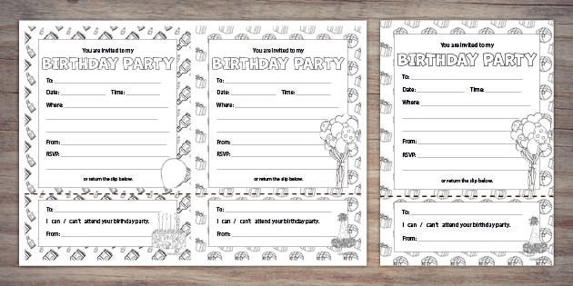 Colouring Birthday Invitations | Twinkl Party (teacher made)