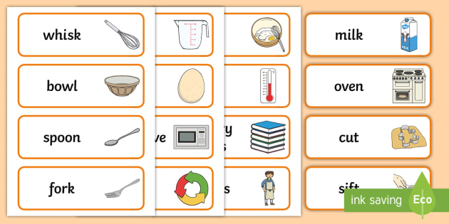 Kitchen Items and Cooking Tools Vocabulary Flashcards, Picture