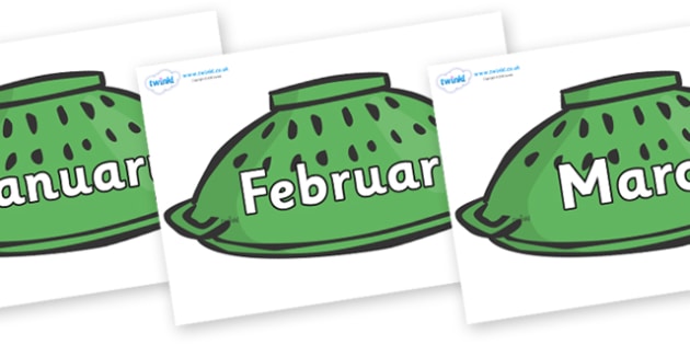 Months of the Year on Colander Helmets (teacher made)