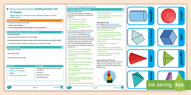 👉 Year 1 Maths Intervention: Building Models with 3D Shapes