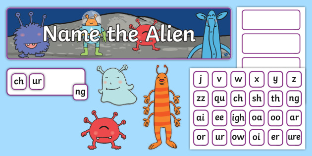 Phase 3 Phonics Name the Alien Interactive Display Pack