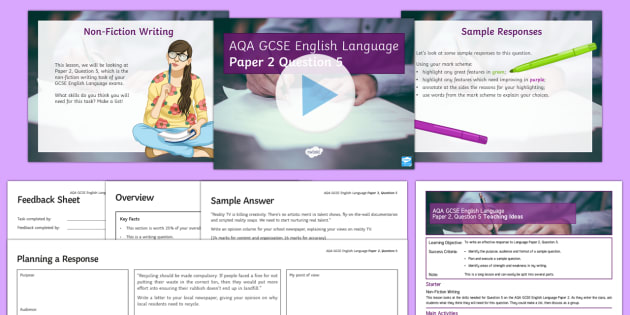 Aqa Language Paper 2 Question 5 Lesson Pack