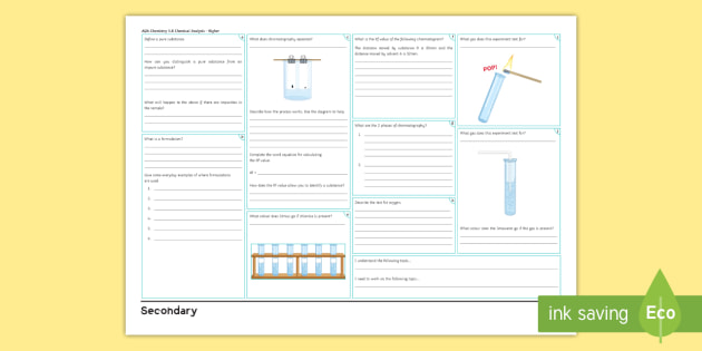 AQA Chemistry (Combined) Unit 8: Chemical Analysis Higher Revision Activity