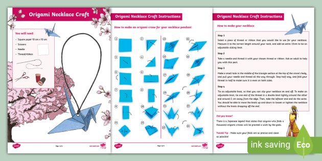 FREE! - How to Make Origami Necklace (teacher made)