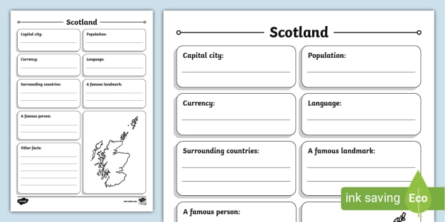 Scotland Fact File Template | KS1 Geography (teacher made)