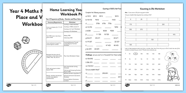 year 4 number and place value workbook teacher made