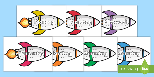 Days of the Week on Rockets German (teacher made)