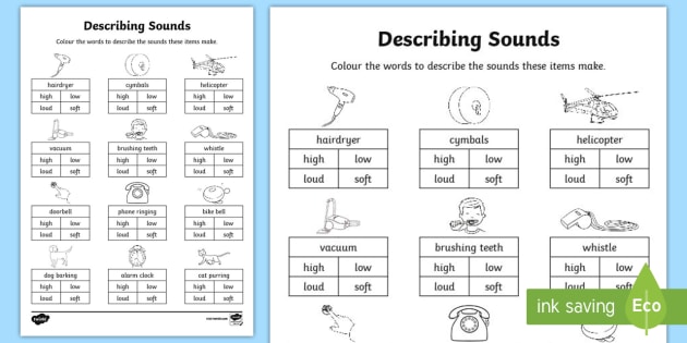 Describing Sounds Worksheet / Worksheet (teacher made)