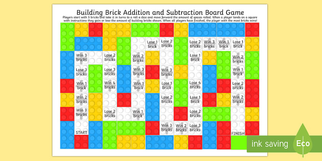 Building Brick Addition and Subtraction Board Game - add