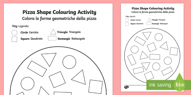 Shape Pizza Colouring Activity English/Italian - Shape Pizza Colouring