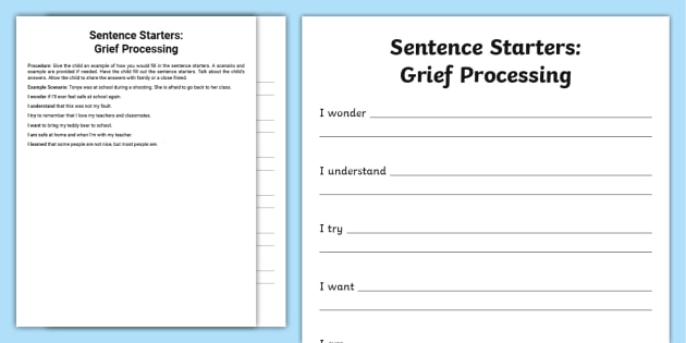 Grief Sentence Starters Activity (teacher made)
