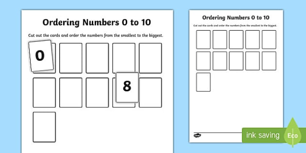 Ordering Numbers 0 To 10 Activity Ordering Objects And Numbers
