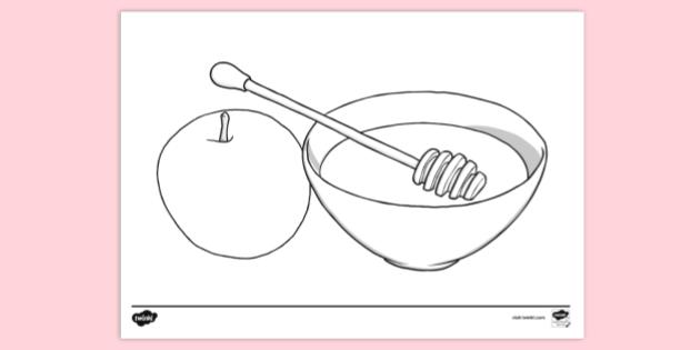 FREE! - Apple and Honey Colouring | Colouring Sheets