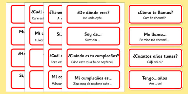 Comuninare In Spaniola Cartonase Cu Expresii Si Propozitii Simple